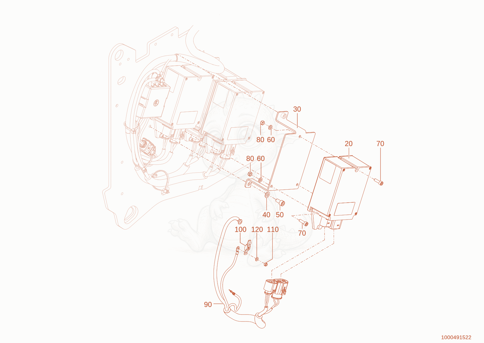 Exploded parts diagram of the tension converter of a Wacker Neuson WL300E(A15-01), with numbered balloons