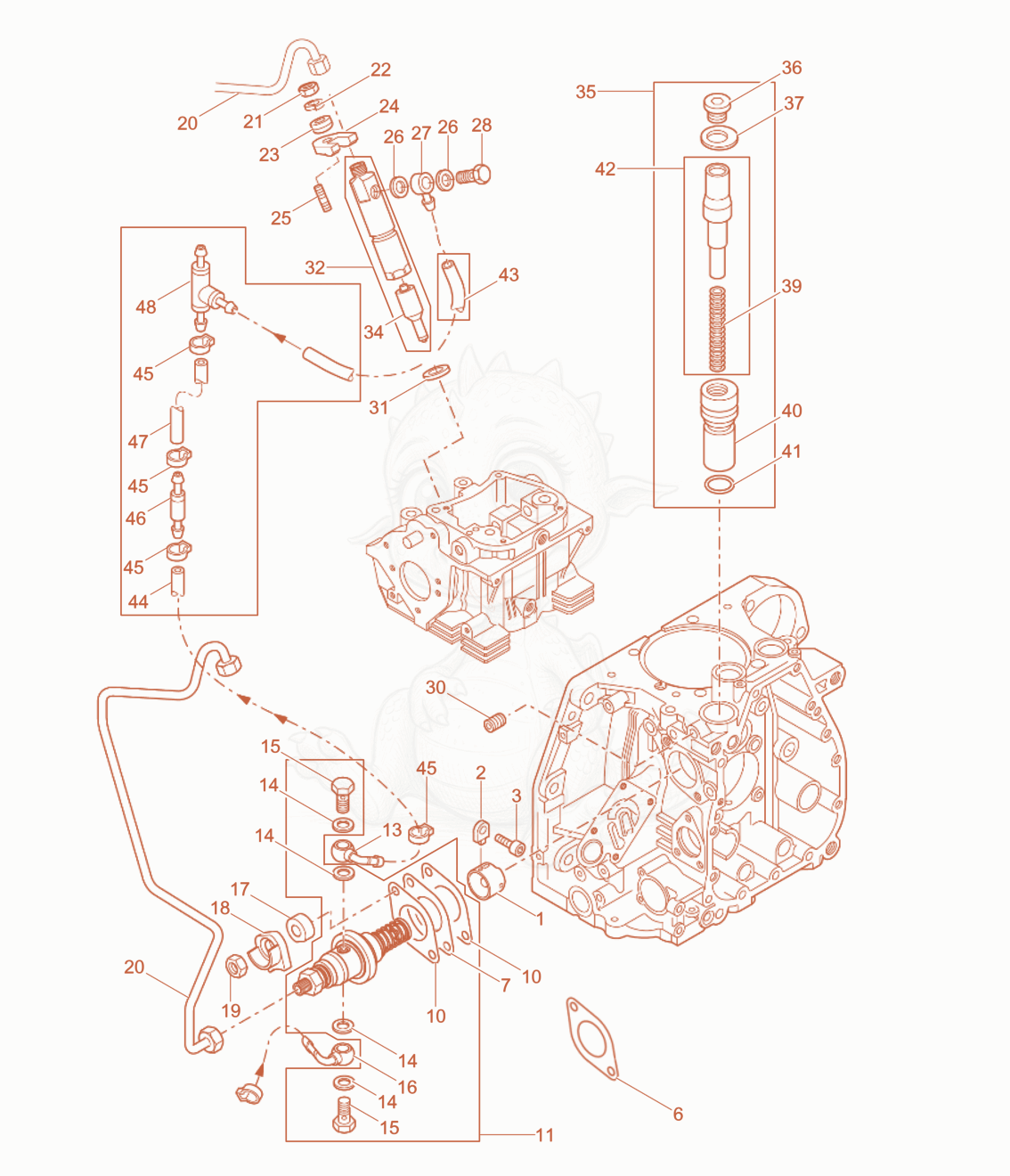 Exploded parts diagram of the Extra Fuel Device, SpecialEquipment of a Wacker Neuson RD7HEHF, with numbered balloons