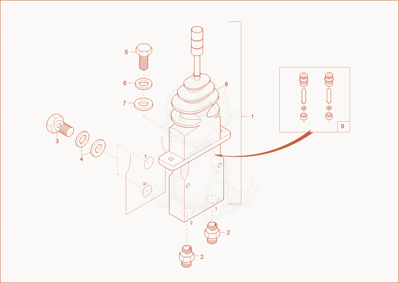 Exploded parts diagram of the blade valve of a Wacker Neuson 14504, with numbered balloons
