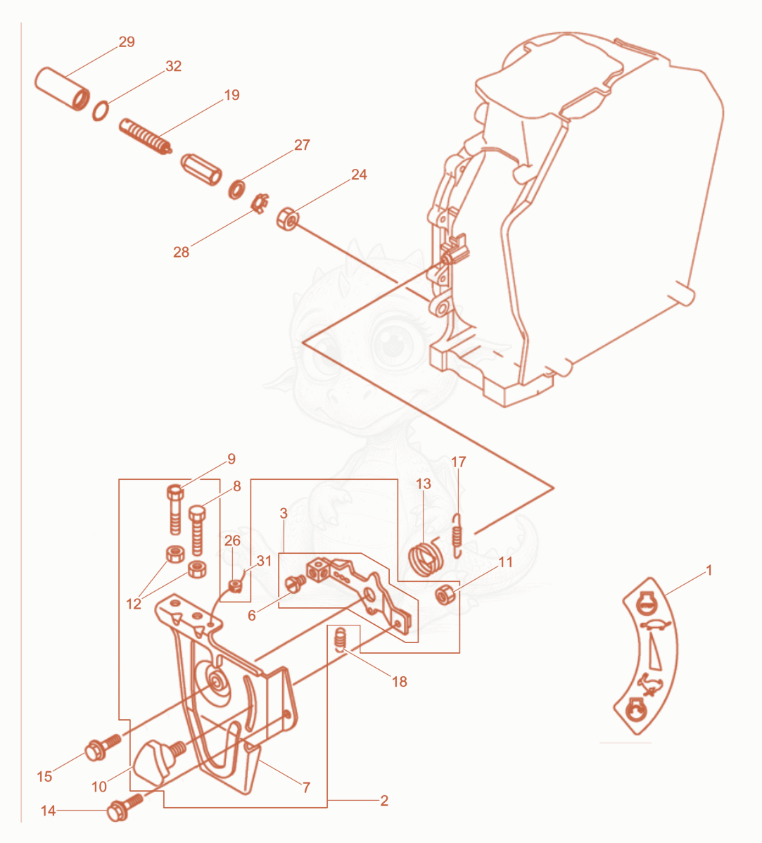 Exploded parts diagram of the Governor of a Wacker Neuson DPU4045YE, with numbered balloons
