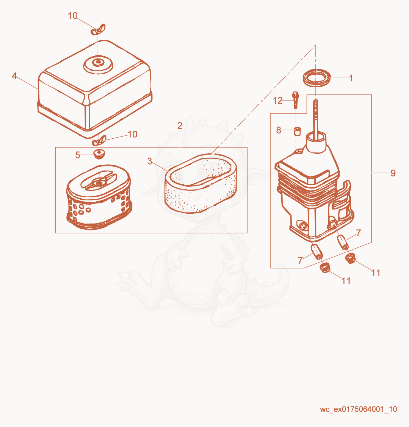 Exploded parts diagram of the Air Cleaner of a Wacker Neuson CT24-4A, with numbered balloons