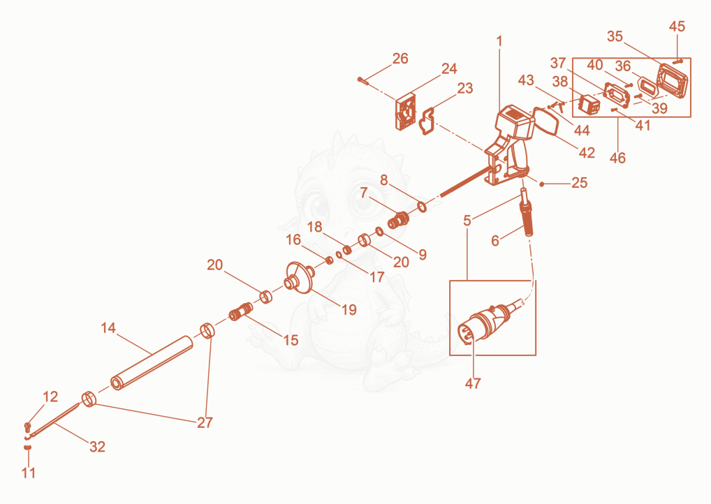 Exploded parts diagram of the Hose connection of a Wacker Neuson IRSEN57K/115LASER, with numbered balloons