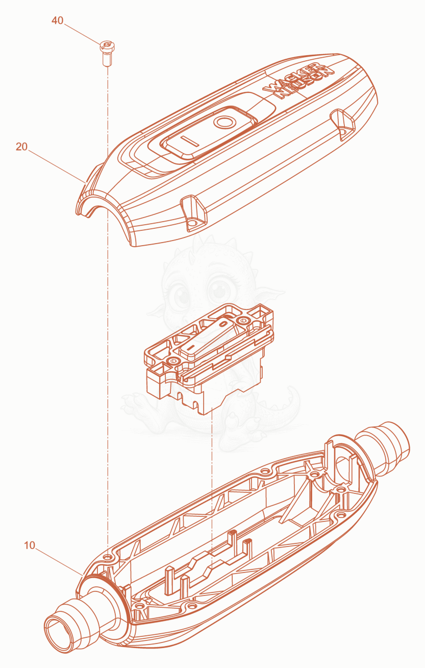 Exploded parts diagram of the Switch box cpl. of a Wacker Neuson IEE58/34/3W, with numbered balloons