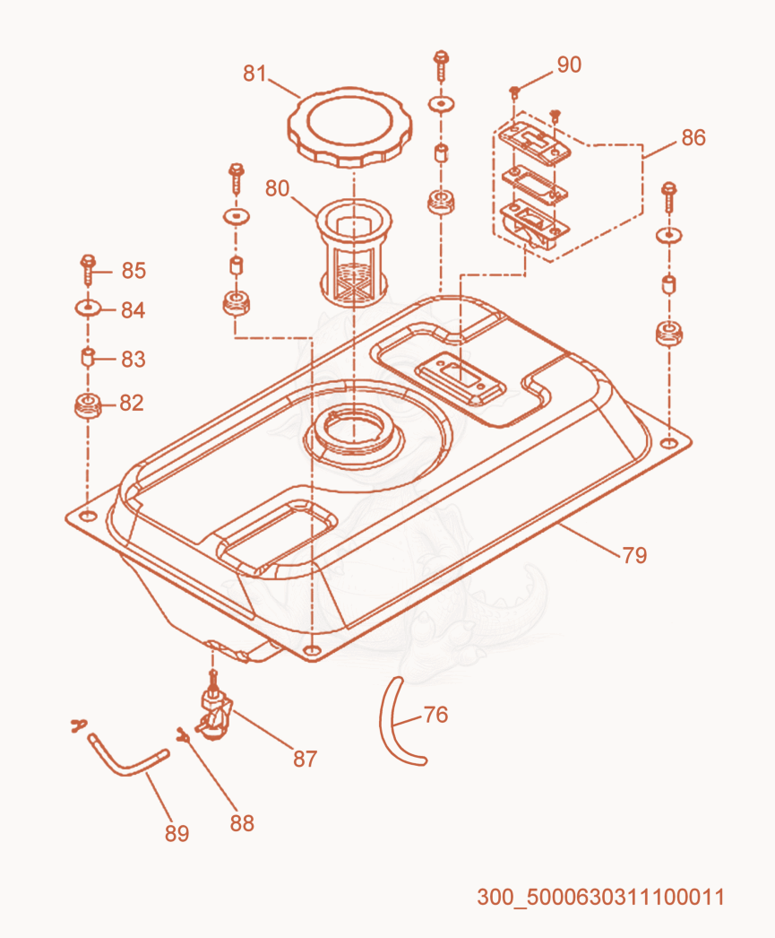 Exploded parts diagram of the Fuel Tank cpl. of a Wacker Neuson MG3, with numbered balloons