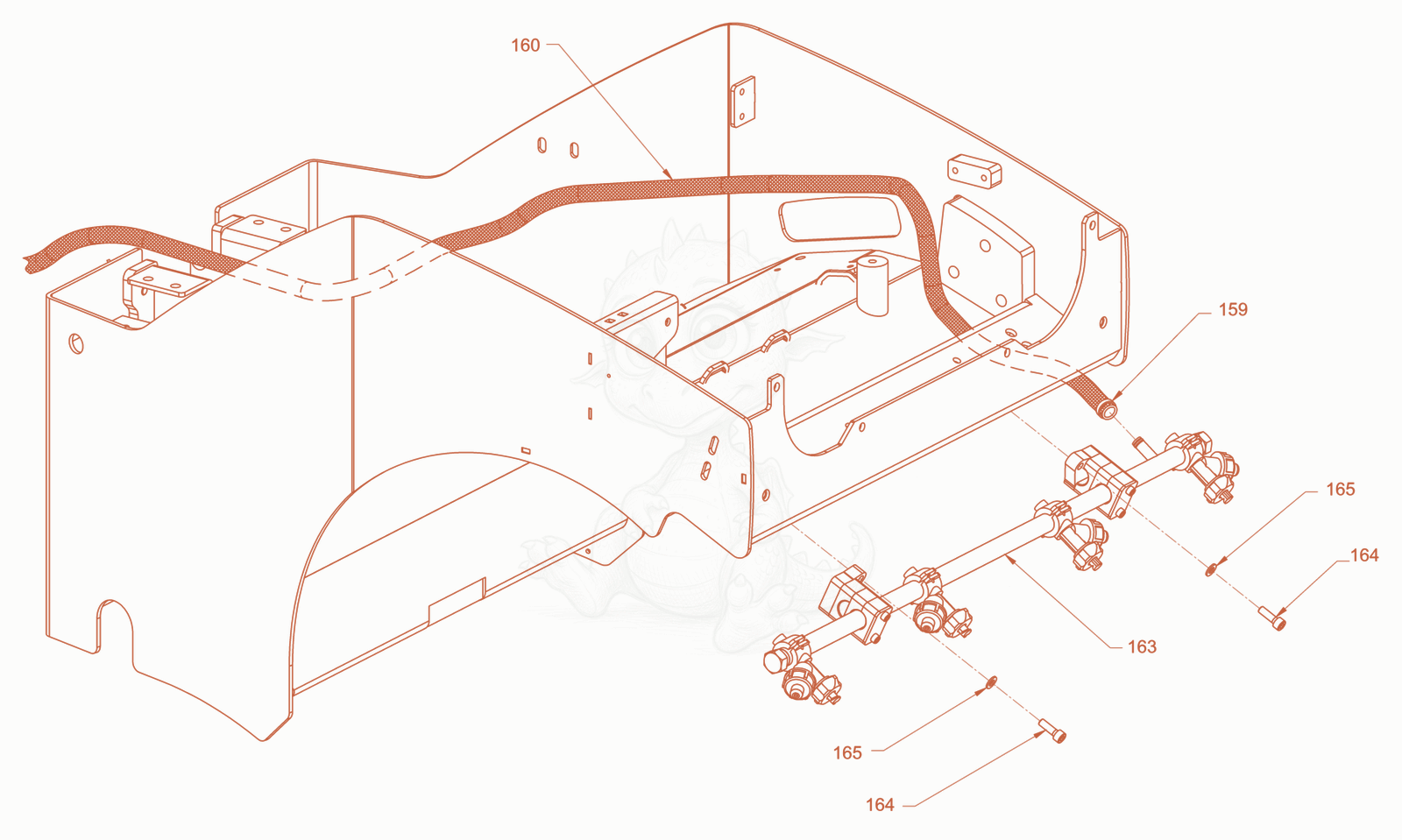 Exploded parts diagram of the sprinkling of a Wacker Neuson RD18-100C, with numbered balloons