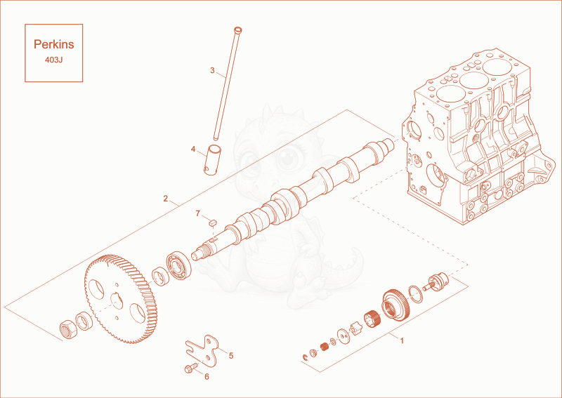 Exploded parts diagram of the CAMSHAFT option of a Wacker Neuson DW30, with numbered balloons