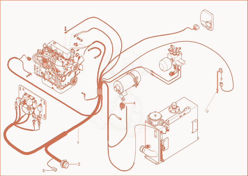 Exploded parts diagram of the ENGINE WIRE HARNESS 1 of a Wacker Neuson 6002RD, with numbered balloons