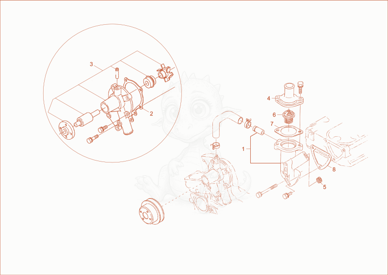 Exploded parts diagram of the COOLING SYSTEM of a Wacker Neuson DT12, with numbered balloons