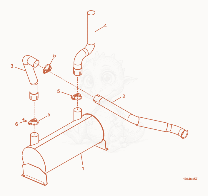 Exploded parts diagram of the Muffler cpl. of a Wacker Neuson G125, with numbered balloons