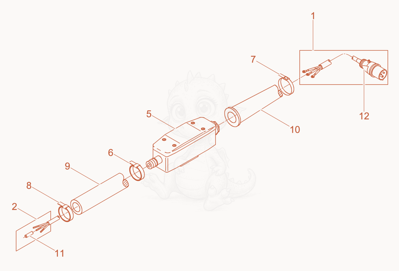 Exploded parts diagram of the Hose Connection cpl. of a Wacker Neuson IREN4510MGV, with numbered balloons