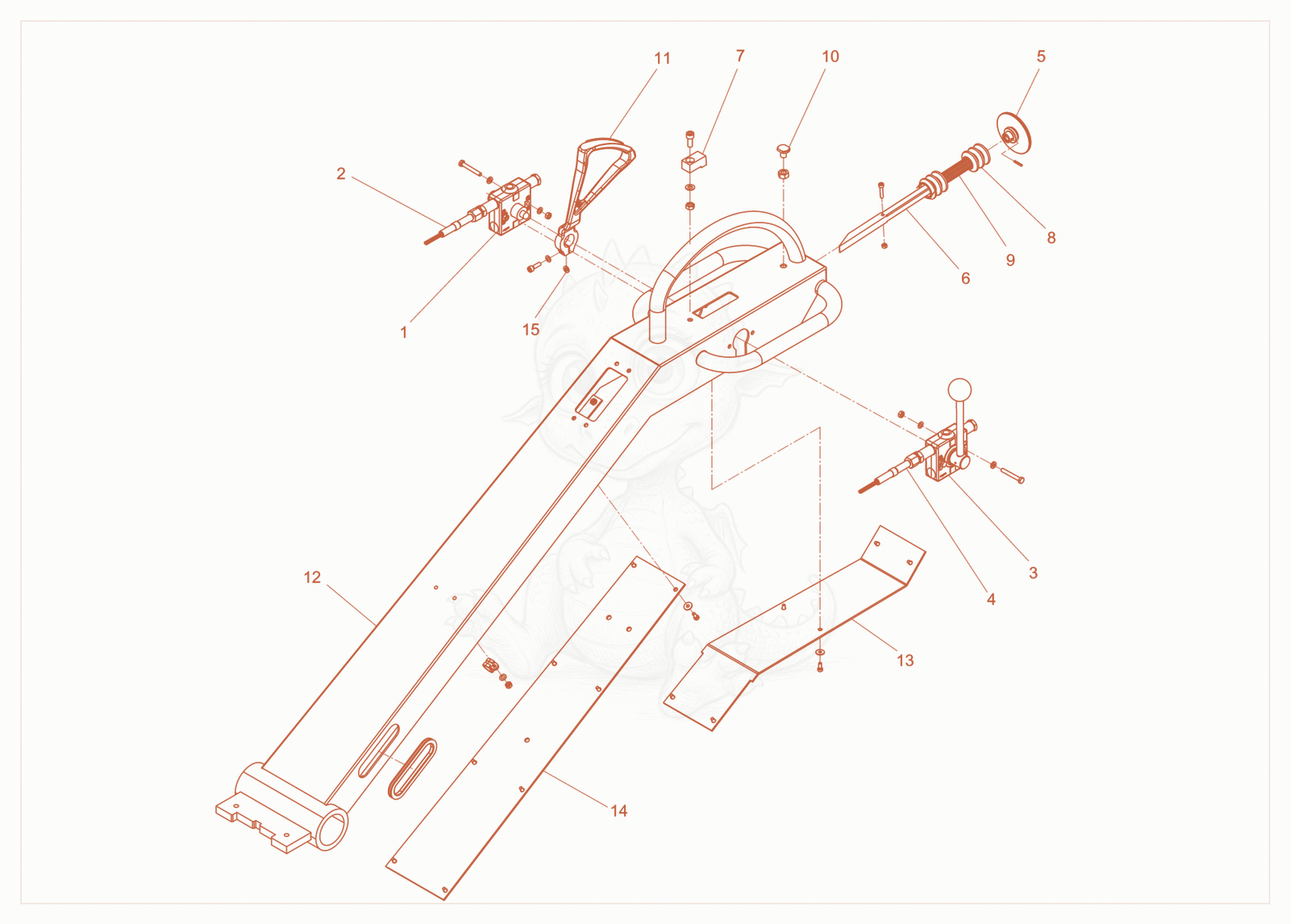 Exploded parts diagram of the Center pole of a Wacker Neuson RD10YEHFLRC, with numbered balloons