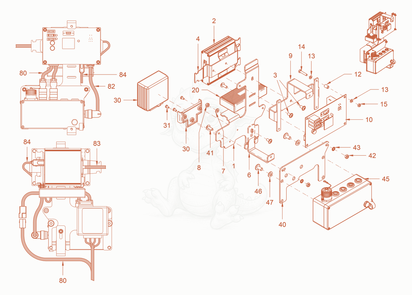 Exploded parts diagram of the hcq-preparation of a Wacker Neuson RC70VOUS, with numbered balloons