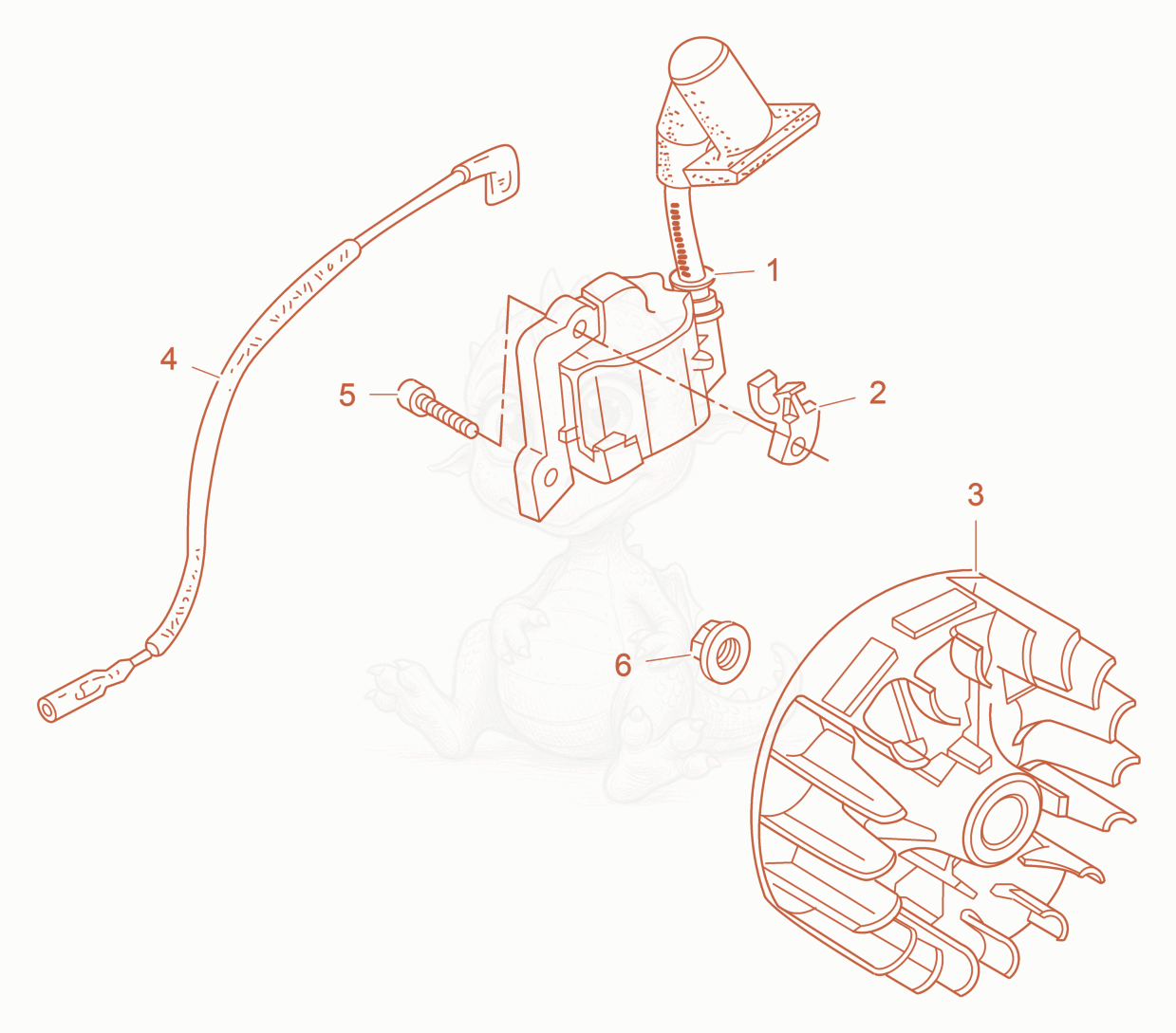 Exploded parts diagram of the Flywheel of a Wacker Neuson P35A, with numbered balloons