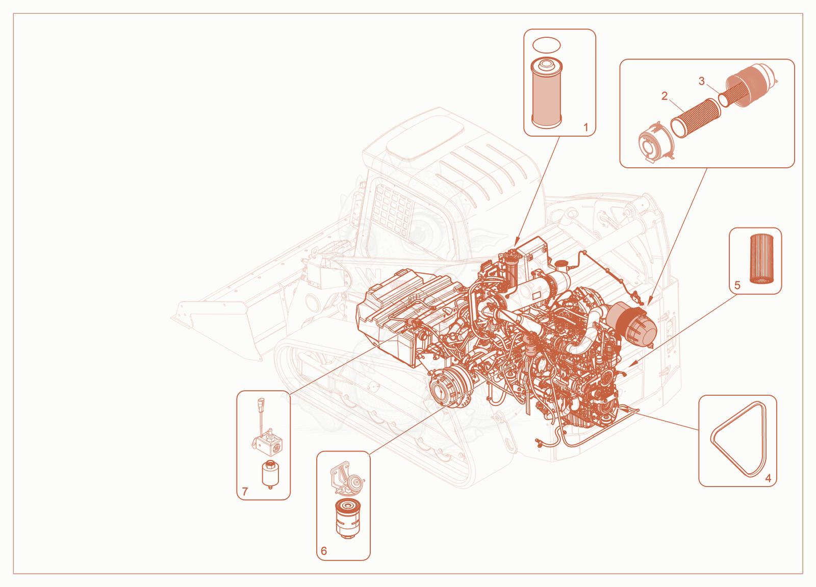 Exploded parts diagram of the Maintenance Items of a Wacker Neuson ST45, with numbered balloons