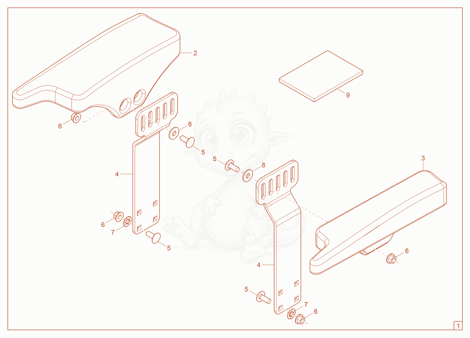 Exploded parts diagram of the Kit—Mechanical Armrest of a Wacker Neuson ST40(S06-5), with numbered balloons