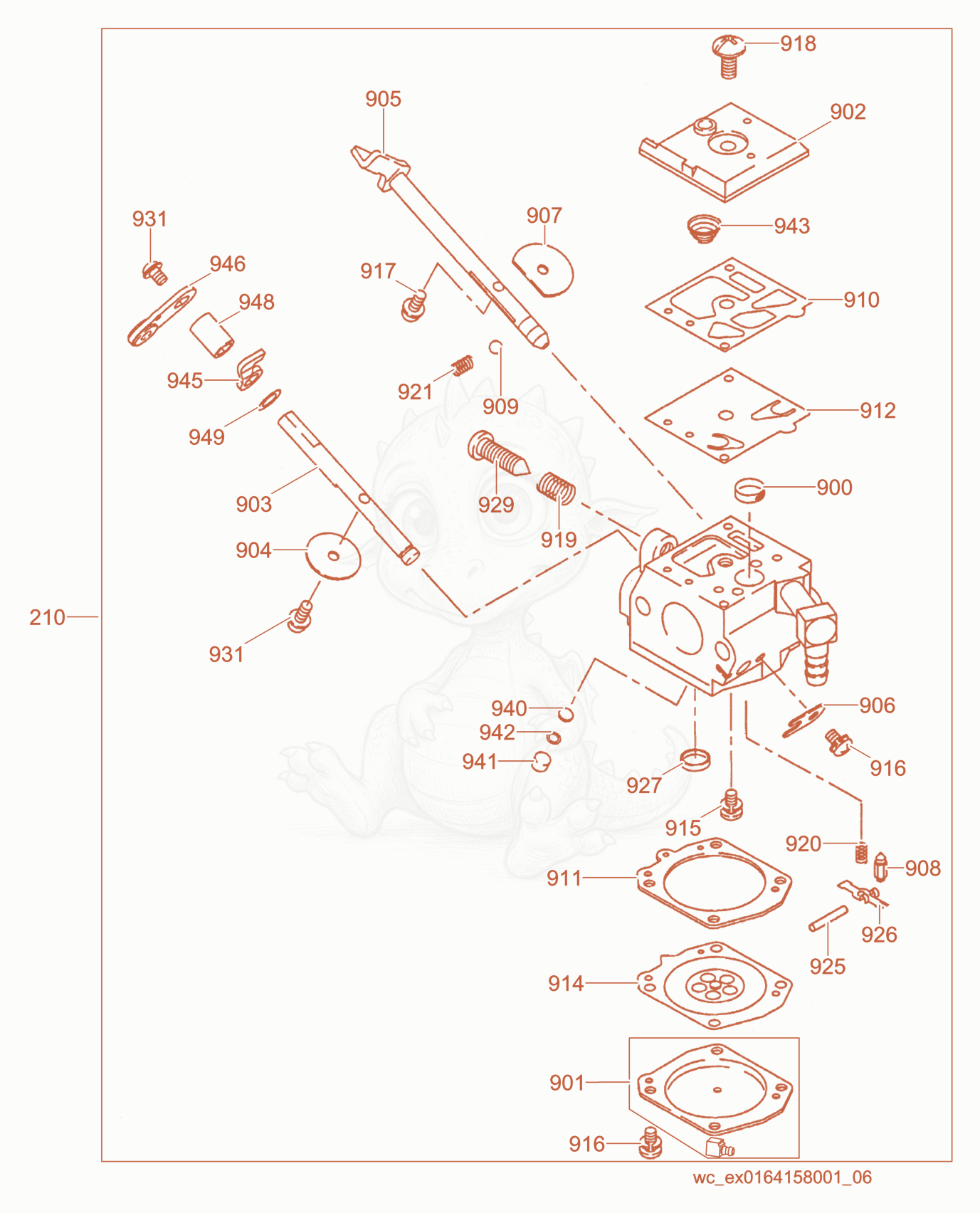 Exploded parts diagram of the Carburetor of a Wacker Neuson BS50-4, with numbered balloons